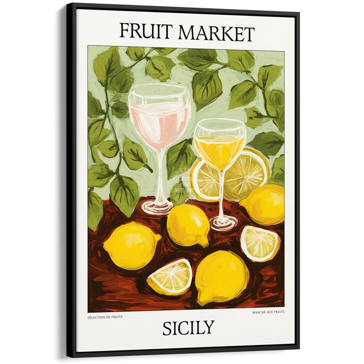 Fruit Market | Sicily Or Personalise It! A4 210 X 297Mm 8.3 11.7 Inches / Canvas Floating Frame: