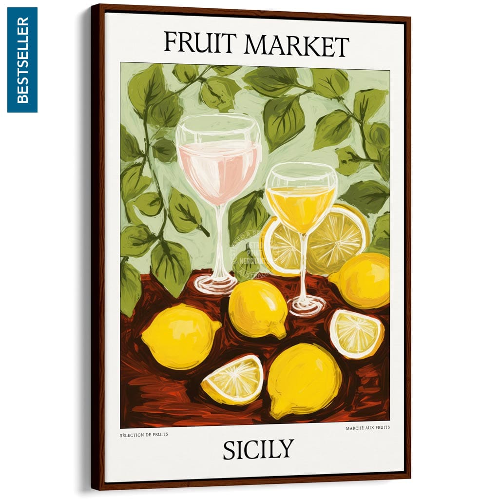 Fruit Market | Sicily Or Personalise It! A4 210 X 297Mm 8.3 11.7 Inches / Canvas Floating Frame: