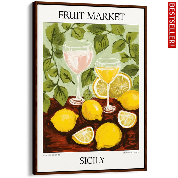 Fruit Market | Sicily Or Personalise It! A4 210 X 297Mm 8.3 11.7 Inches / Canvas Floating Frame: