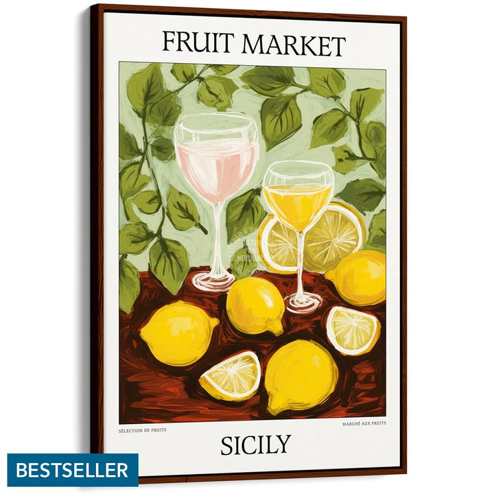 Fruit Market | Sicily Or Personalise It! A4 210 X 297Mm 8.3 11.7 Inches / Canvas Floating Frame: