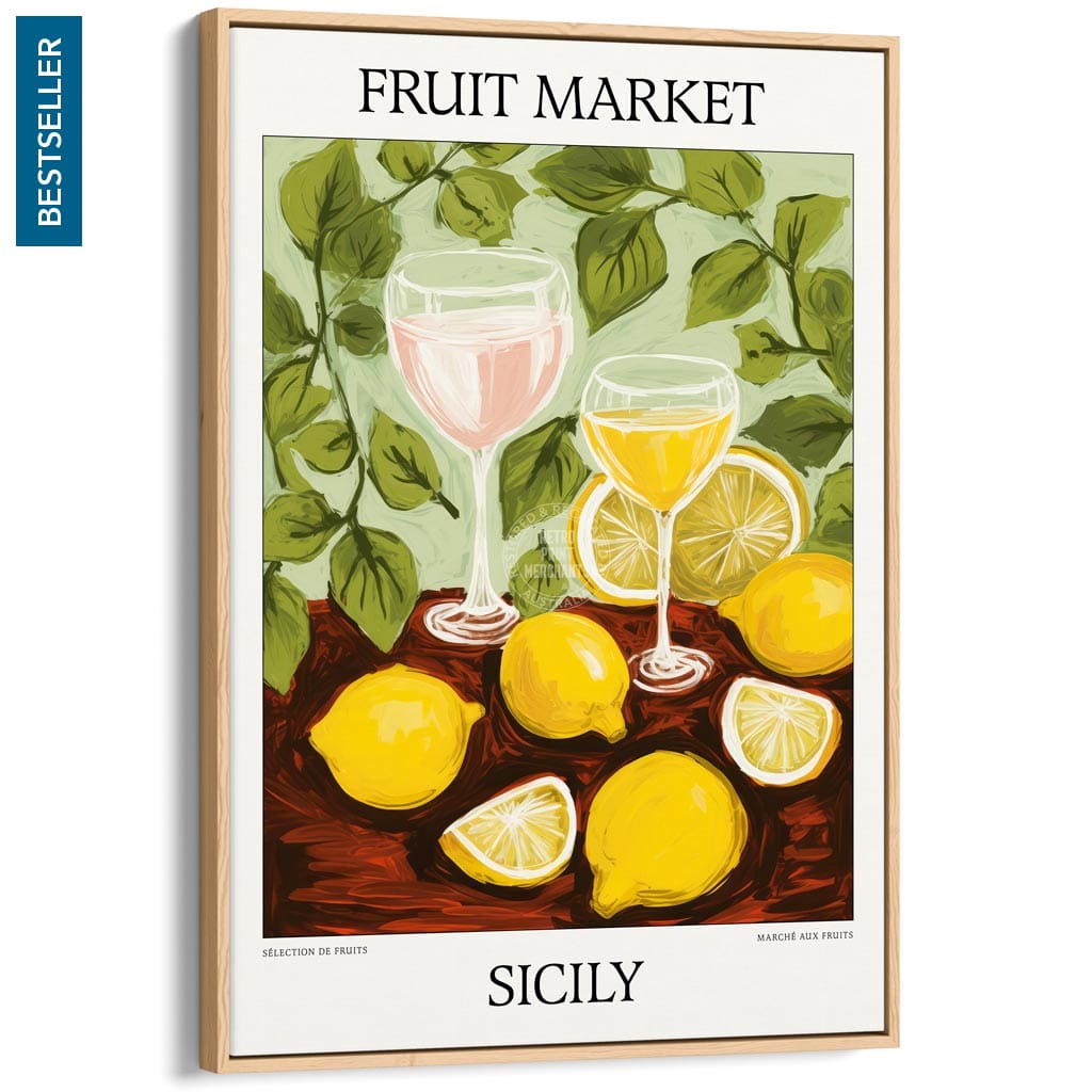Fruit Market | Sicily Or Personalise It! A4 210 X 297Mm 8.3 11.7 Inches / Canvas Floating Frame: