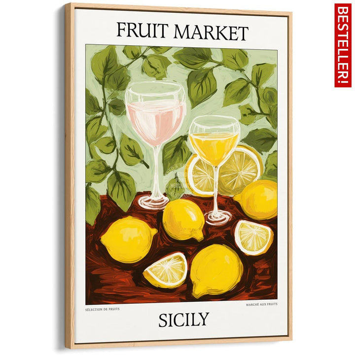 Fruit Market | Sicily Or Personalise It! A4 210 X 297Mm 8.3 11.7 Inches / Canvas Floating Frame: