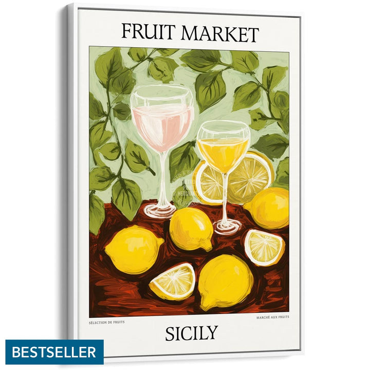 Fruit Market | Sicily Or Personalise It! A4 210 X 297Mm 8.3 11.7 Inches / Canvas Floating Frame: