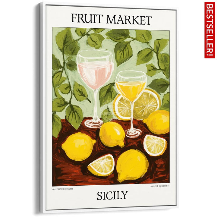 Fruit Market | Sicily Or Personalise It! A4 210 X 297Mm 8.3 11.7 Inches / Canvas Floating Frame: