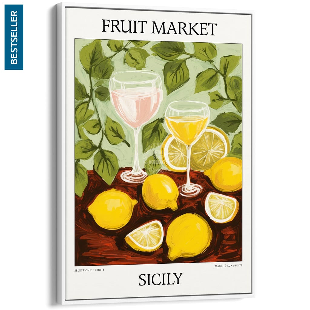 Fruit Market | Sicily Or Personalise It! A4 210 X 297Mm 8.3 11.7 Inches / Canvas Floating Frame: