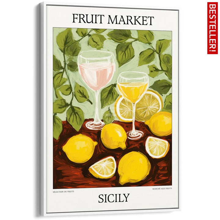 Fruit Market | Sicily Or Personalise It! A4 210 X 297Mm 8.3 11.7 Inches / Canvas Floating Frame: