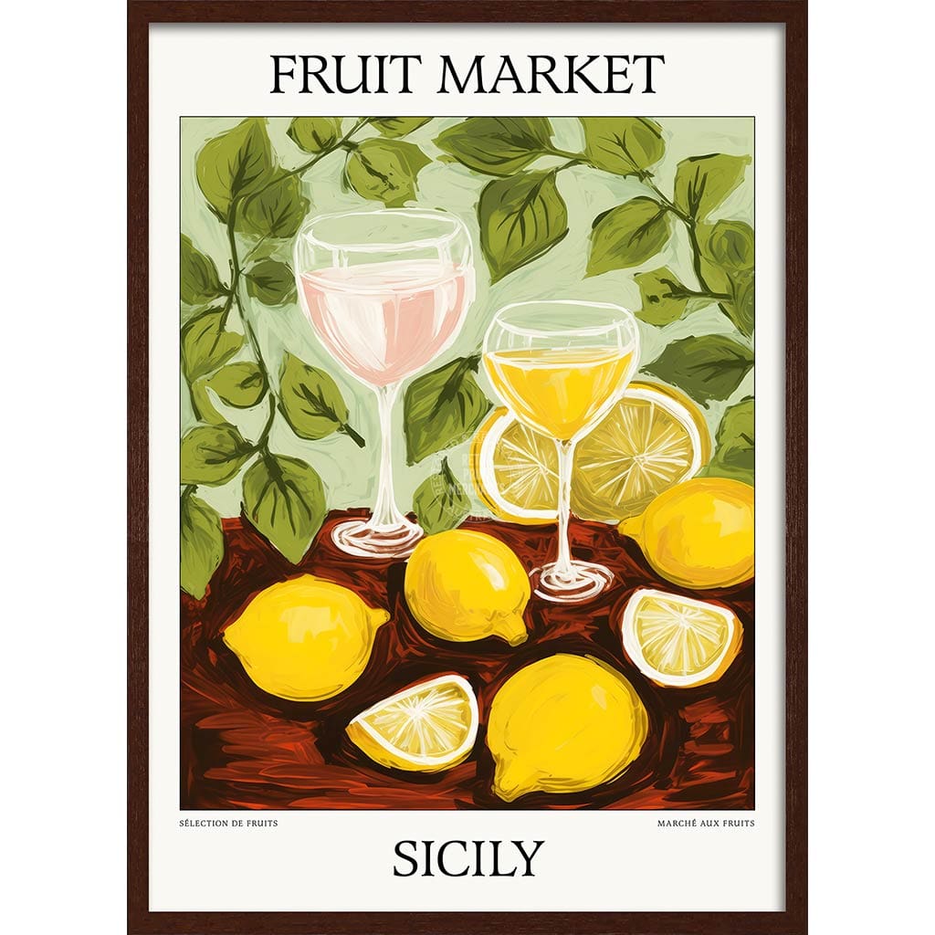 Fruit Market | Sicily Or Personalise It! A4 210 X 297Mm 8.3 11.7 Inches / Framed Print: Chocolate