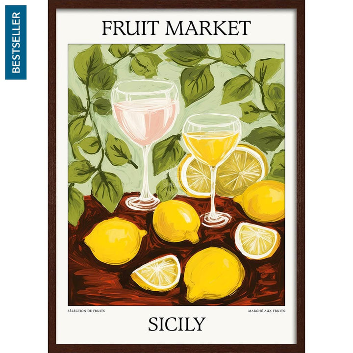 Fruit Market | Sicily Or Personalise It! A4 210 X 297Mm 8.3 11.7 Inches / Framed Print: Chocolate