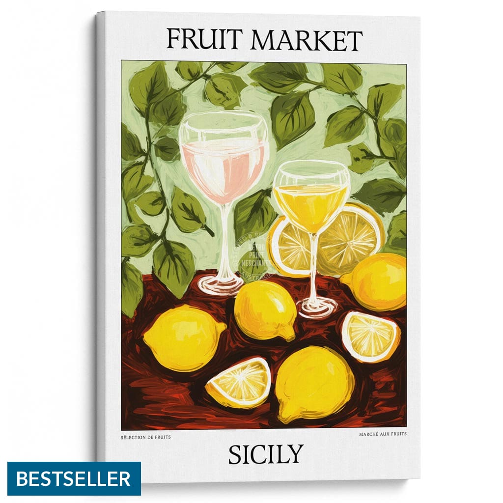 Fruit Market | Sicily Or Personalise It! A4 210 X 297Mm 8.3 11.7 Inches / Stretched Canvas Print Art