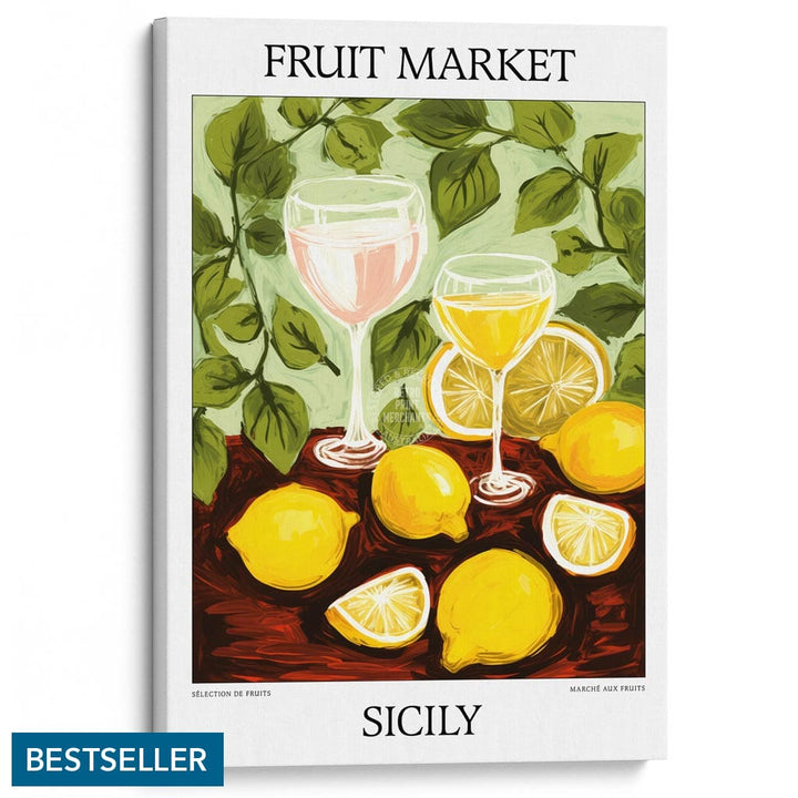 Fruit Market | Sicily Or Personalise It! A4 210 X 297Mm 8.3 11.7 Inches / Stretched Canvas Print Art