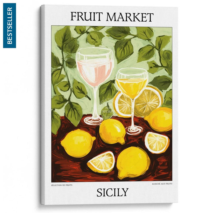 Fruit Market | Sicily Or Personalise It! A4 210 X 297Mm 8.3 11.7 Inches / Stretched Canvas Print Art