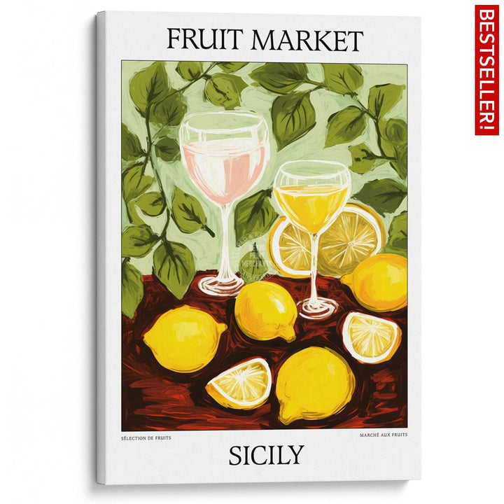 Fruit Market | Sicily Or Personalise It! A4 210 X 297Mm 8.3 11.7 Inches / Stretched Canvas Print Art