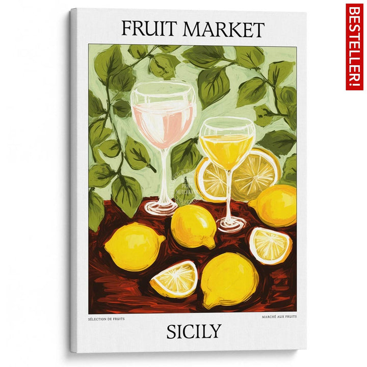 Fruit Market | Sicily Or Personalise It! A4 210 X 297Mm 8.3 11.7 Inches / Stretched Canvas Print Art
