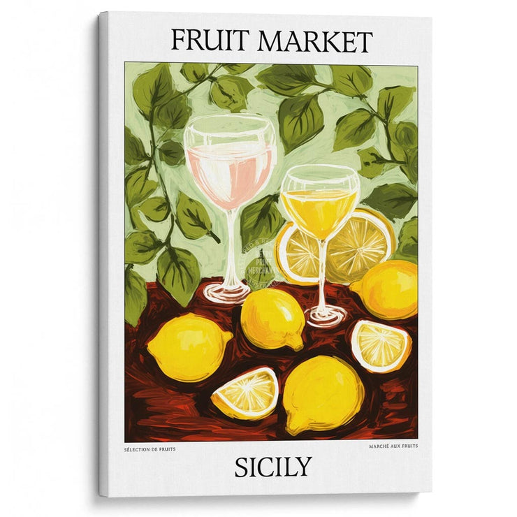 Fruit Market | Sicily Or Personalise It! A4 210 X 297Mm 8.3 11.7 Inches / Stretched Canvas Print Art