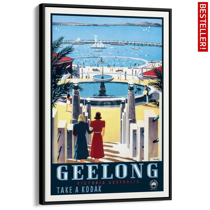 Geelong | Australia A3 297 X 420Mm 11.7 16.5 Inches / Canvas Floating Frame - Black Timber Print Art