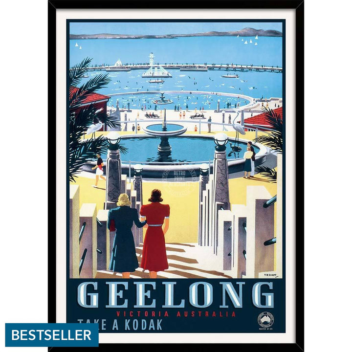 Geelong | Australia A3 297 X 420Mm 11.7 16.5 Inches / Framed Print - Black Timber Art