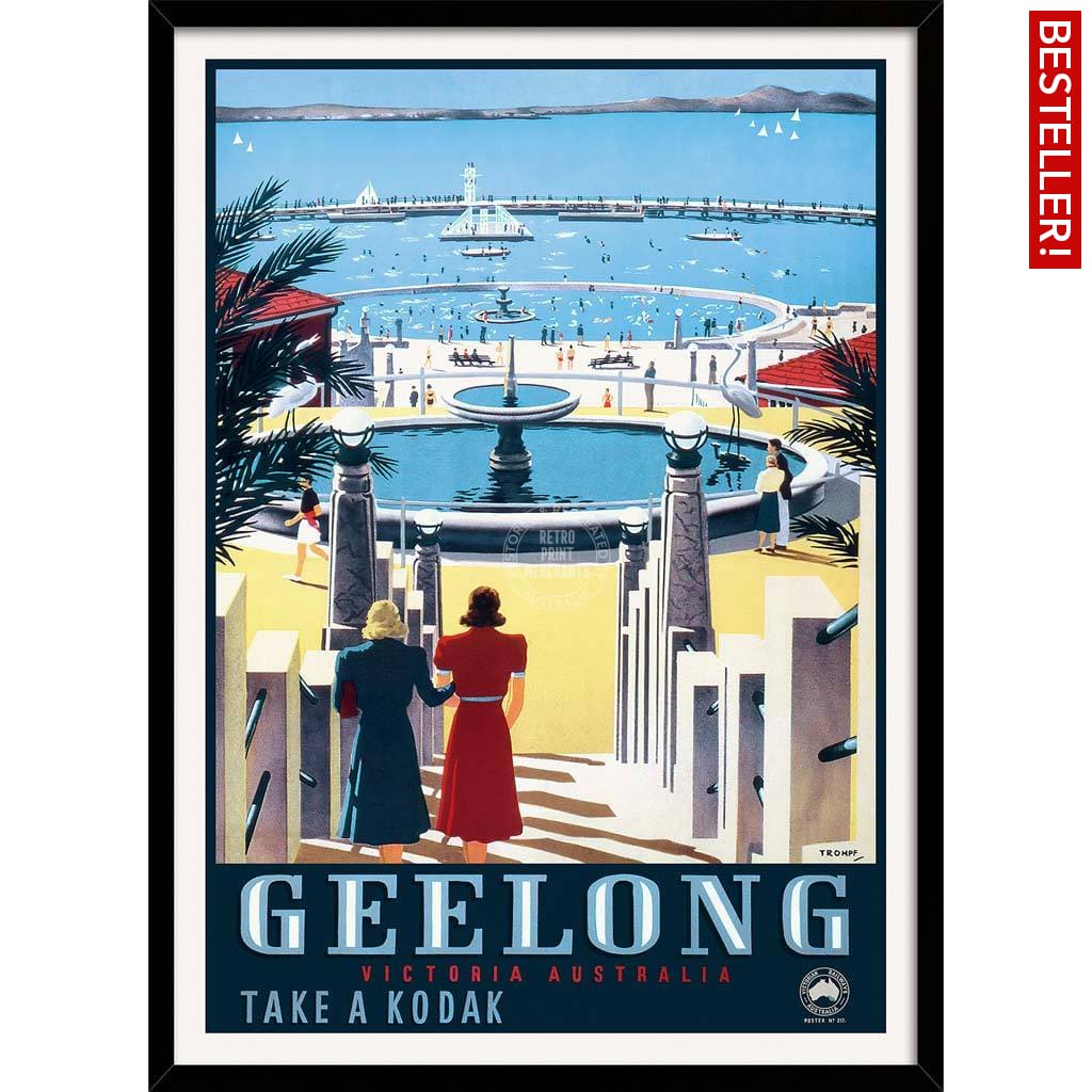 Geelong | Australia A3 297 X 420Mm 11.7 16.5 Inches / Framed Print - Black Timber Art