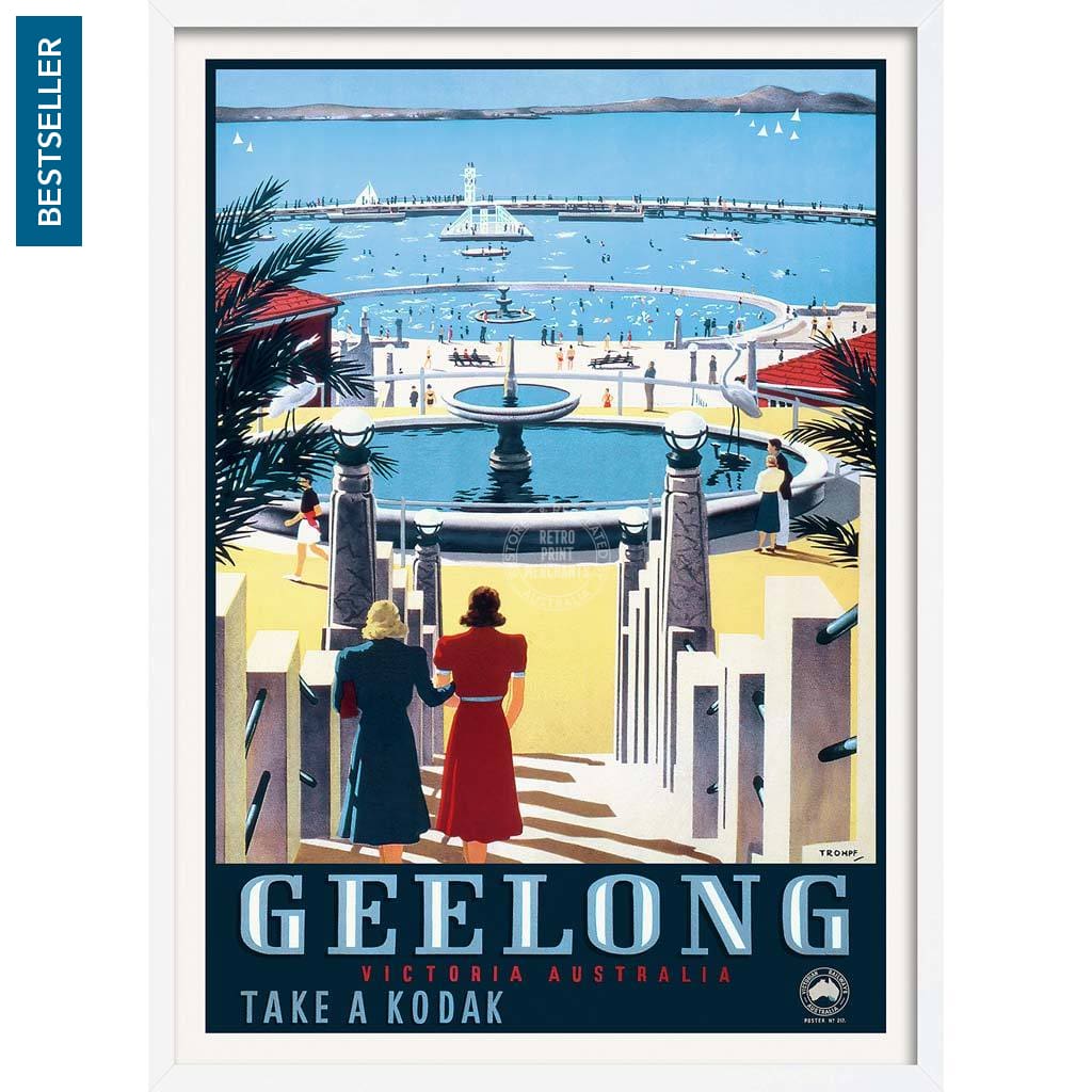 Geelong | Australia A3 297 X 420Mm 11.7 16.5 Inches / Framed Print - White Timber Art