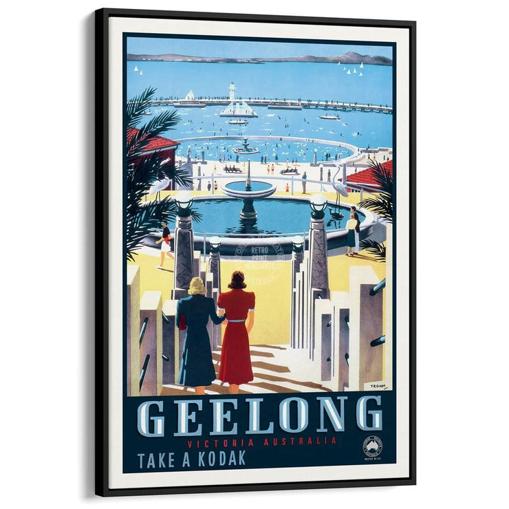 Geelong | Australia A3 297 X 420Mm 11.7 16.5 Inches / Canvas Floating Frame - Black Timber Print Art