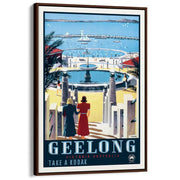 Geelong | Australia A3 297 X 420Mm 11.7 16.5 Inches / Canvas Floating Frame - Dark Oak Timber Print