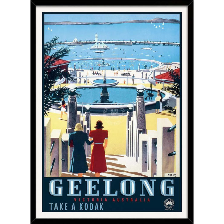 Geelong | Australia A3 297 X 420Mm 11.7 16.5 Inches / Framed Print - Black Timber Art