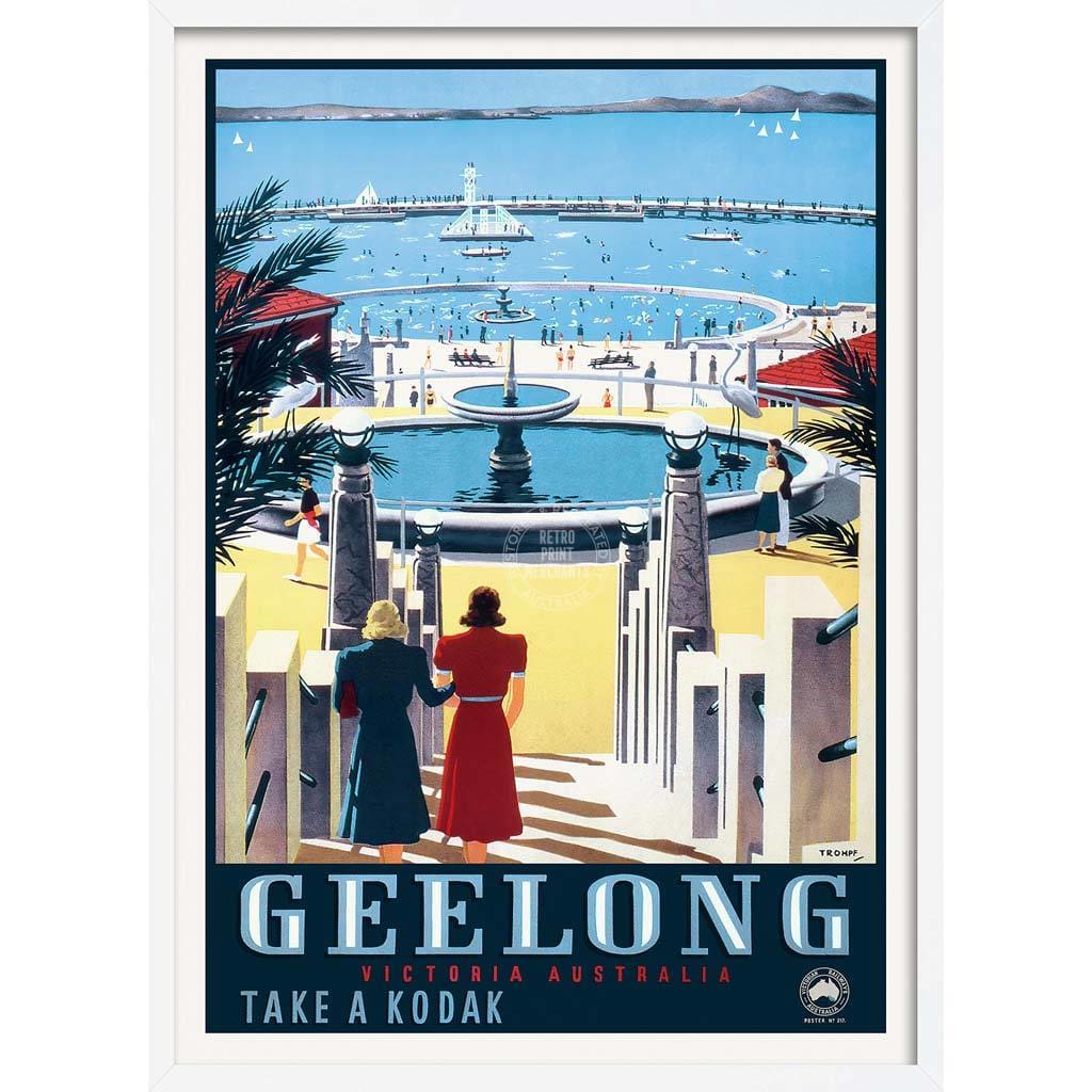 Geelong | Australia A3 297 X 420Mm 11.7 16.5 Inches / Framed Print - White Timber Art