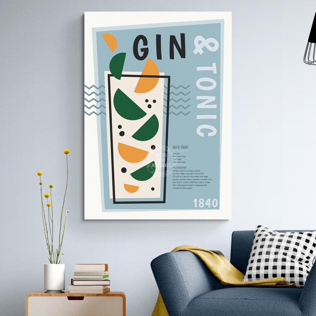 Gin & Tonic Cocktail | Worldwide A4 210 X 297Mm 8.3 11.7 Inches / Unframed Print Art