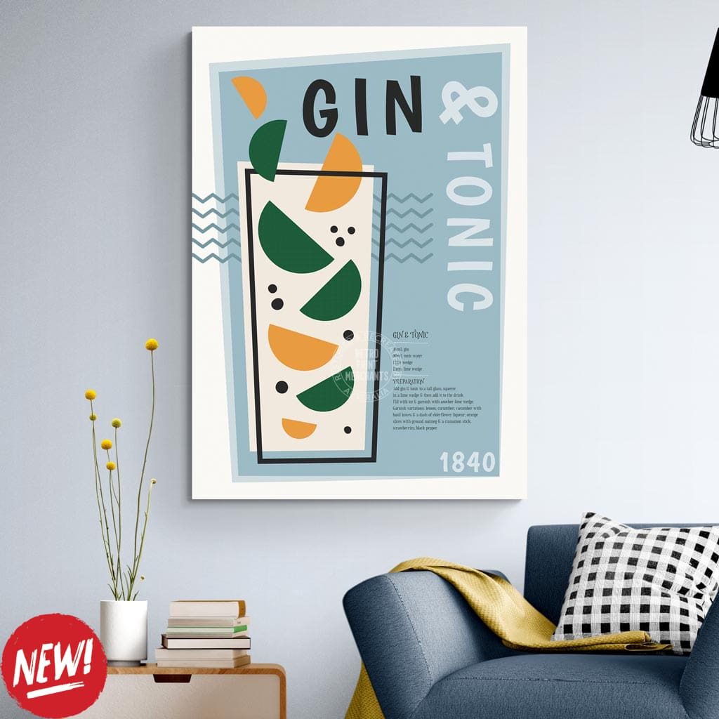 Gin & Tonic Cocktail | Worldwide A4 210 X 297Mm 8.3 11.7 Inches / Unframed Print Art