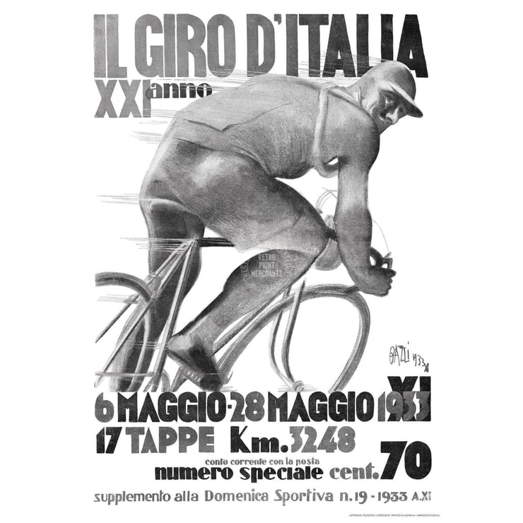 Giro Ditalia | Italy 422Mm X 295Mm 16.6 11.6 A3 / Unframed Print Art