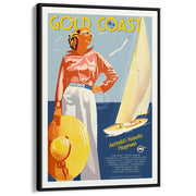 Gold Coast | Australia A3 297 X 420Mm 11.7 16.5 Inches / Canvas Floating Frame - Black Timber Print