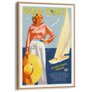 Gold Coast | Australia A3 297 X 420Mm 11.7 16.5 Inches / Canvas Floating Frame - Natural Oak Timber