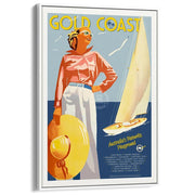 Gold Coast | Australia A3 297 X 420Mm 11.7 16.5 Inches / Canvas Floating Frame - White Timber Print