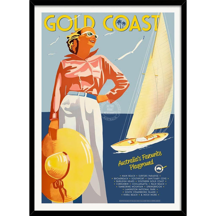 Gold Coast | Australia A3 297 X 420Mm 11.7 16.5 Inches / Framed Print - Black Timber Art