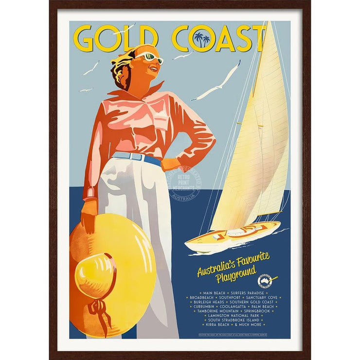 Gold Coast | Australia A3 297 X 420Mm 11.7 16.5 Inches / Framed Print - Dark Oak Timber Art