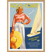 Gold Coast | Australia A3 297 X 420Mm 11.7 16.5 Inches / Framed Print - Natural Oak Timber Art
