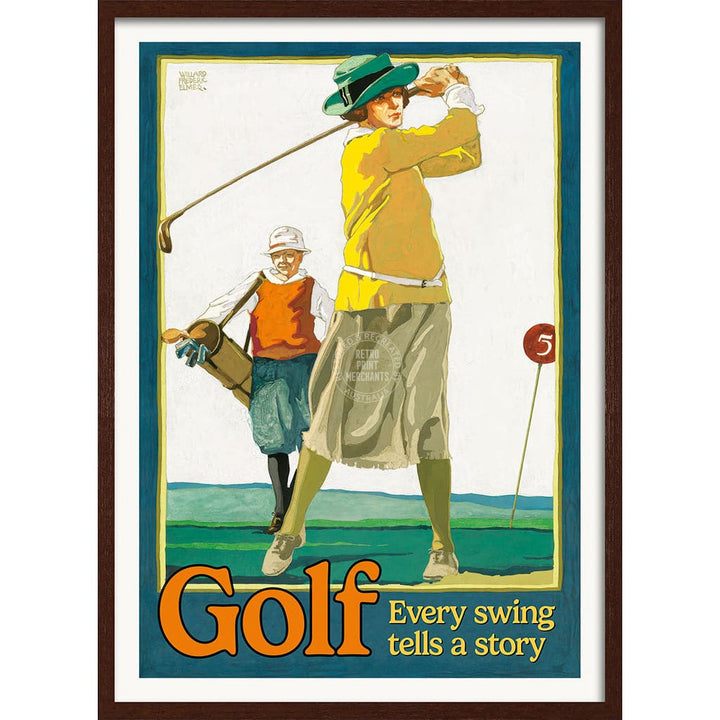 GOLF 1923 | USA A3 | 297 x 420mm | 11.7 x 16.5 inches / Framed Print: Chocolate Oak Timber Print Art