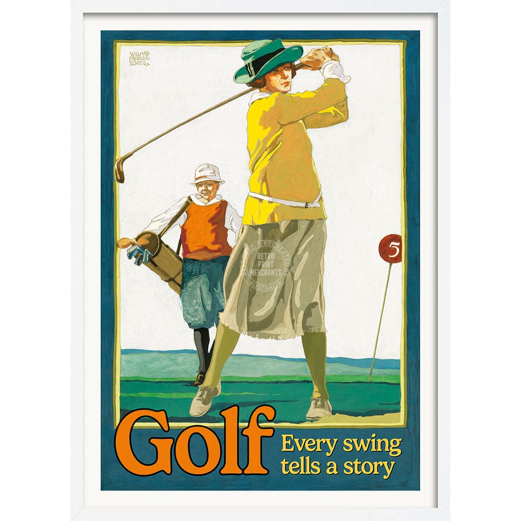 GOLF 1923 | USA A3 | 297 x 420mm | 11.7 x 16.5 inches / Framed Print: White Timber Print Art