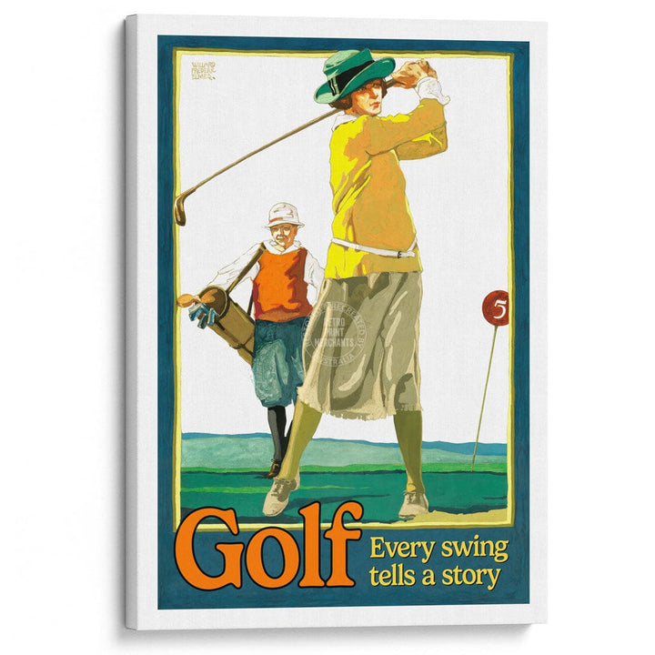 GOLF 1923 | USA A3 | 297 x 420mm | 11.7 x 16.5 inches / Stretched Canvas Print Art