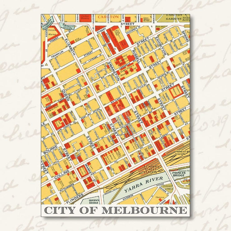 Greeting Card | Melbourne Map Greeting Cards