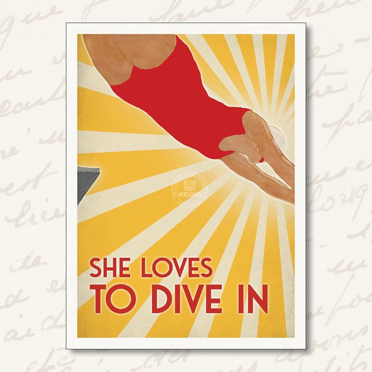 Greeting Card | She Loves To Dive In Greeting Cards