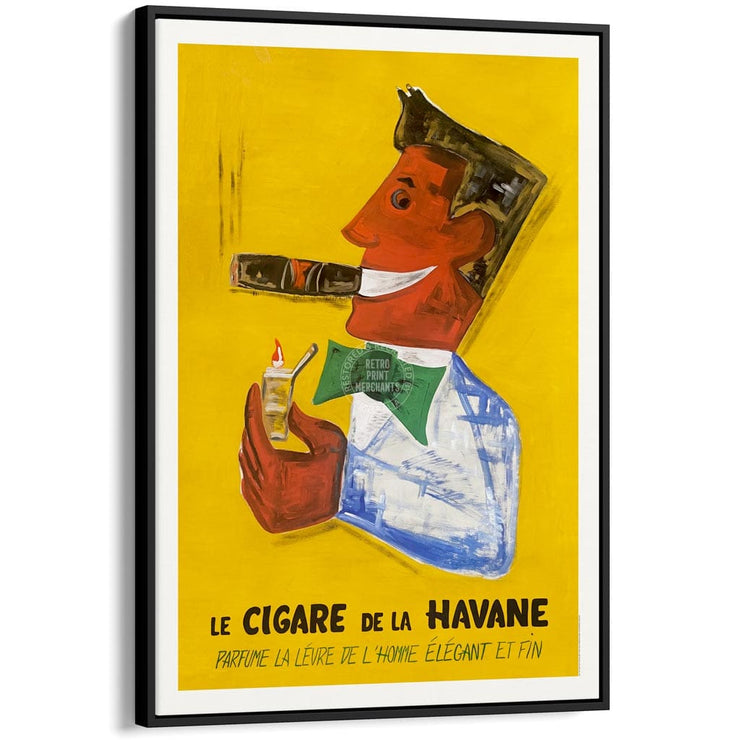 Havana Cigars | France A4 210 X 297Mm 8.3 11.7 Inches / Canvas Floating Frame: Black Timber Print