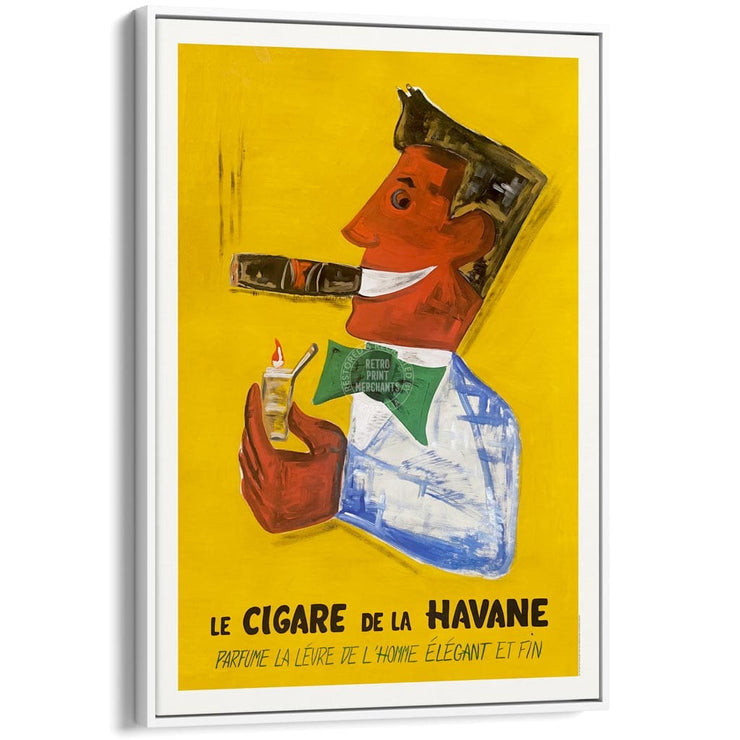 Havana Cigars | France A4 210 X 297Mm 8.3 11.7 Inches / Canvas Floating Frame: White Timber Print