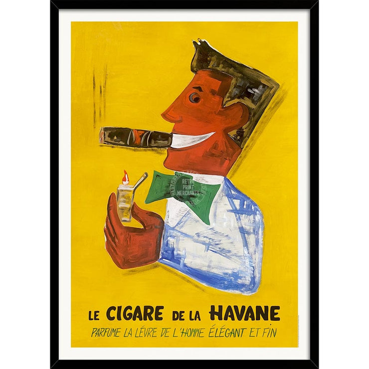 Havana Cigars | France A4 210 X 297Mm 8.3 11.7 Inches / Framed Print: Black Timber Print Art