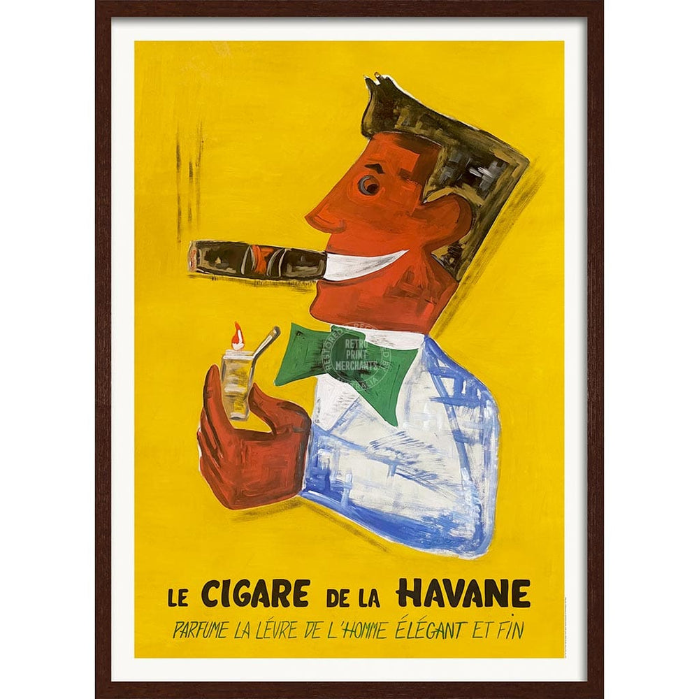 Havana Cigars | France A4 210 X 297Mm 8.3 11.7 Inches / Framed Print: Chocolate Oak Timber Print Art