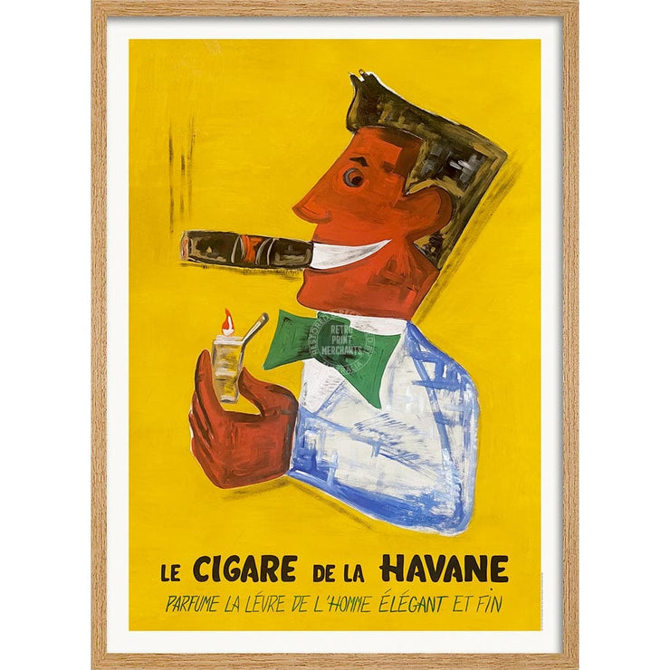 Havana Cigars | France A4 210 X 297Mm 8.3 11.7 Inches / Framed Print: Natural Oak Timber Print Art