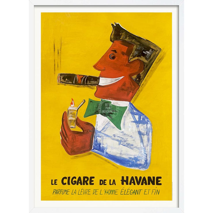 Havana Cigars | France A4 210 X 297Mm 8.3 11.7 Inches / Framed Print: White Timber Print Art