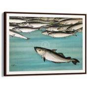 Herrings 1931 | Sweden A3 297 X 420Mm 11.7 16.5 Inches / Canvas Floating Frame - Dark Oak Timber