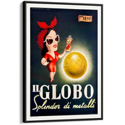 Il Globo | Italy A4 210 X 297Mm 8.3 11.7 Inches / Canvas Floating Frame: Black Timber Print Art