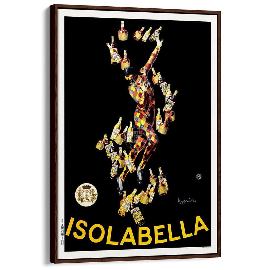 Isolabella 1912 | Italy A4 210 X 297Mm 8.3 11.7 Inches / Canvas Floating Frame: Chocolate Oak Timber