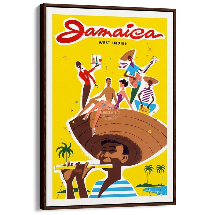 Jamaica Boy | West Indies A3 297 X 420Mm 11.7 16.5 Inches / Canvas Floating Frame - Dark Oak Timber